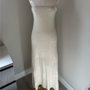 Abercrombie & Fitch Strapless Ivory Knit Maxi Dress